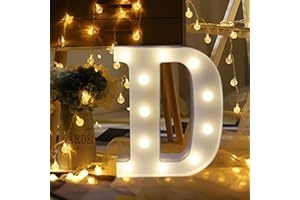 Amzure LED Marquee Letter Lights Sign D 26 Alphabet Light Up Letters Sign for Night Light Wedding Birthday Party Battery Powered Christmas Lamp Home Bar Decoration (D)