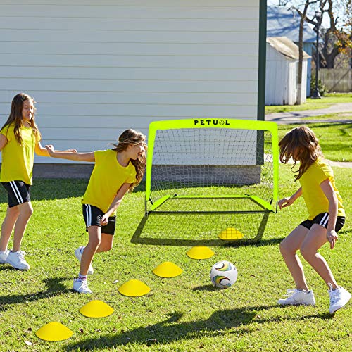 Portable Soccer Goal Set, Folding Fluorescent Football Goals with Carry Case, Set of 2 3.6' x 2