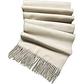 Cashmere Boutique Luxurious Lamb's Wool Winter Scarf, Winter White, 12 x 70 Inches, Unisex Cold Weather Accessory