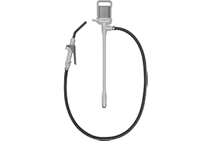 DEWAY Automatic Fuel Transfer Pump with Nozzle for Quick Flow Control & Stop, Heavy Duty Rubber Hose, 3X More Powerful D Battery Powered, Fits All Size Cans, Transfers at 2.4 Gal/Minute