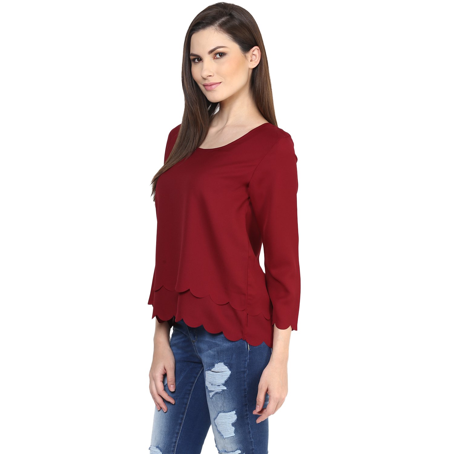 rare women maroon georgette top (ep1058a)