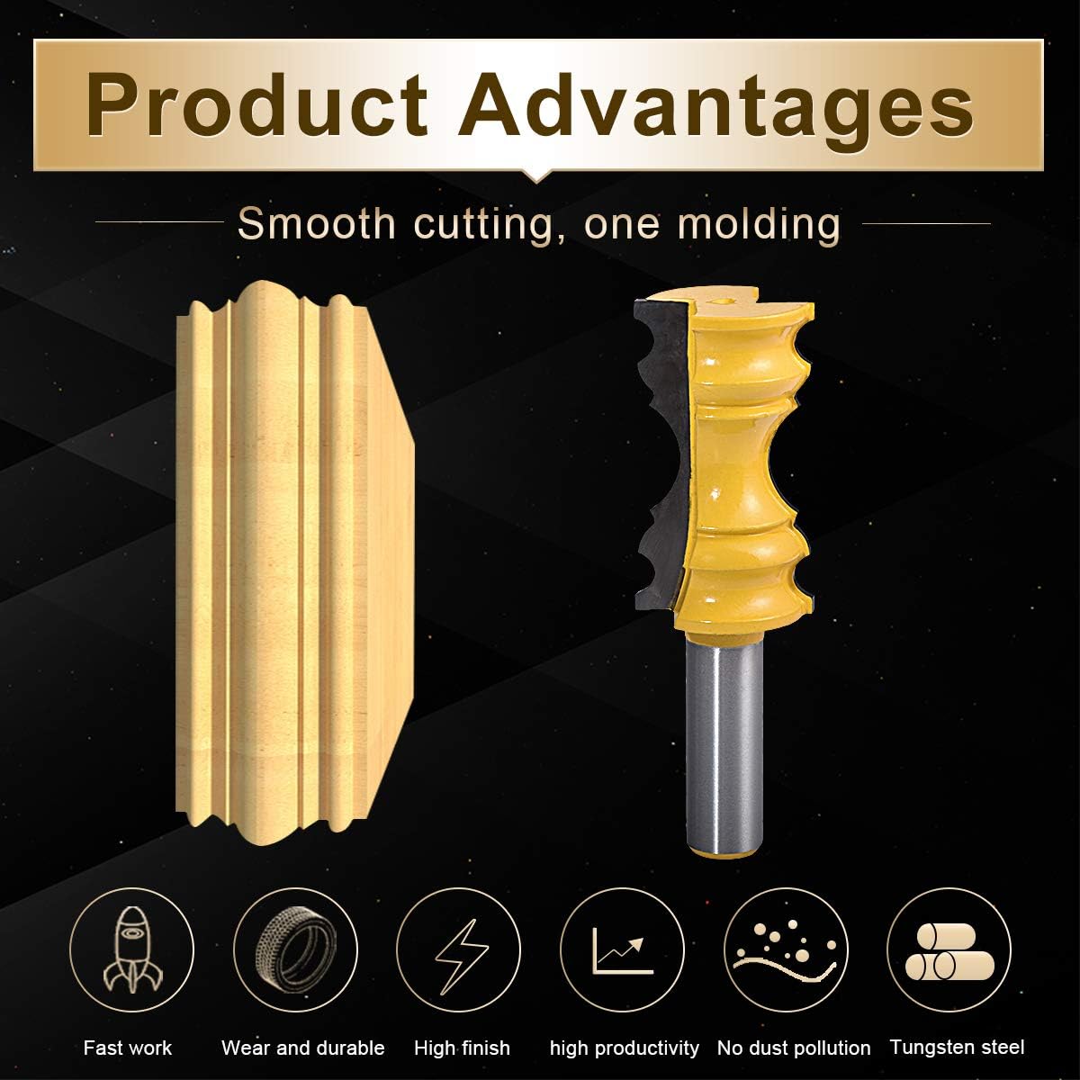 KATUR Crown Molding Router Bit, Chair Rail Molding Router Bit with 1/2 Inch Shank Woodworking Milling Cutter (1/2" Shank - Image 4