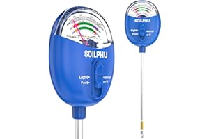 SOILPHU Soil pH Tester,4 in 1 Soil Moisture Meter,Soil Tester for Soil Moisture/PH Meter/Sunlight Intensity/Soil Fertility,Soil Test Kit for Garden,Lawns,Farm and Potted Plants, Flower In/Outdoor Use (Blue)
