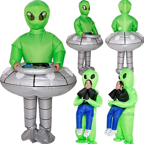 Amazon S C Live ハロウィンコスチューム 大人コスチューム 男女通用 ユニセックス おもしろい 宇宙人コスプレ 宇宙人コスチューム 宇宙人着ぐるみ 空気充填 膨らむ 膨張式 インフレータブル エイリアンコスプレ エイリアンコスチューム Ufoコスプレ 異星人コスプレ