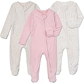 Aablexema Baby Footie Pajamas with Mittens - 3Pcs Infant Cotton Footed One Piece Sleepwear Outfits
