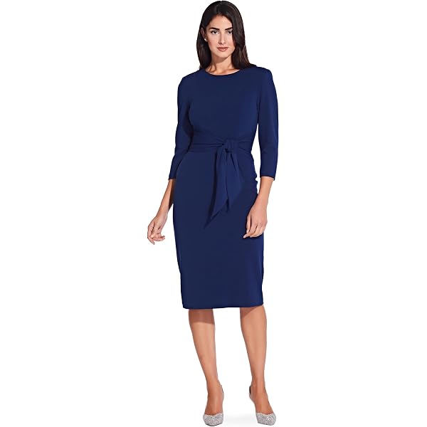 Adrianna Papell Crepe Tuxedo Sheath Dress, Black, 2 at Amazon Women's  Clothing store