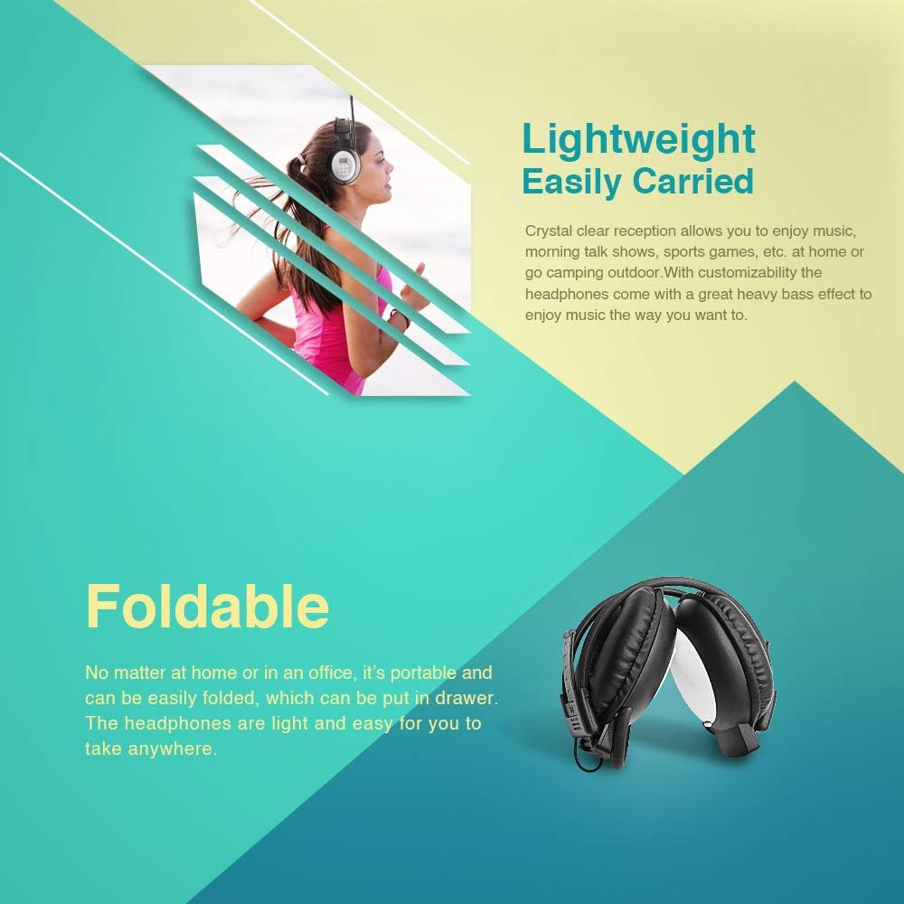 Portable Personal FM Radio Headphones Ear Muffs with Best Reception, Wireless Headset with Radio Built in for Walking, Jogging, Daily Works Powered by 2 AA Batteries (Not Included): Home Audio & Theater