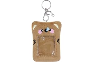 ZGMYC Cute Plush Kpop Photocard Holder with Keychain, Cartoon Bear Bunny Pig Photo Sleeve Card Holder Protector