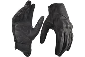 sibewora Motorcycle Gloves for Men Touchscreen Full Finger Leather Gloves Protection Riding Driving Biker Glove Black