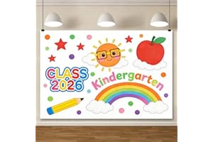 ChloropLastid 7x5ft Class of 2026 Kindergarten Backdrop Colorful Preschool Grad Photography Background Rainbow Apple Crayons 