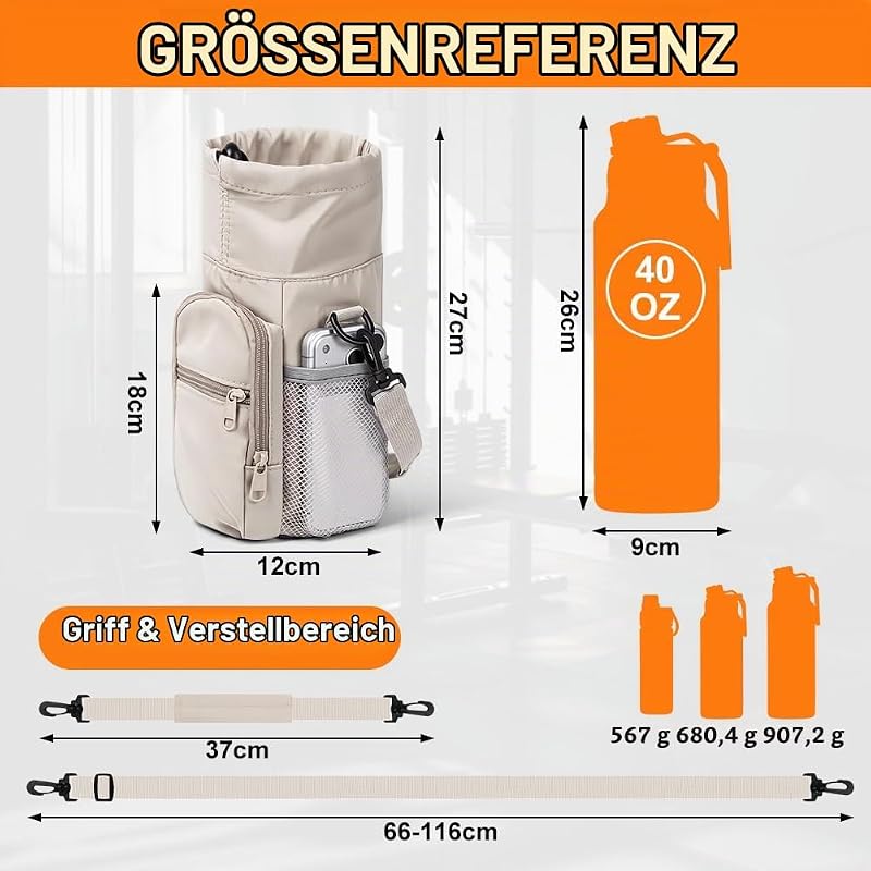 Flaschenhalter, 1.2L/40oz Wasserflasche Tasche für Wandern, Weiß — Foto 2 von 7