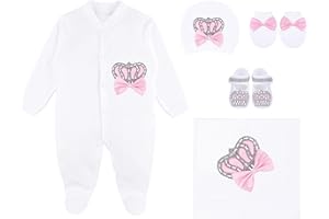 Lilax Baby Girl Newborn Jewels Crown Pink Take Me Home Layette 5 Piece Deluxe Gift Set