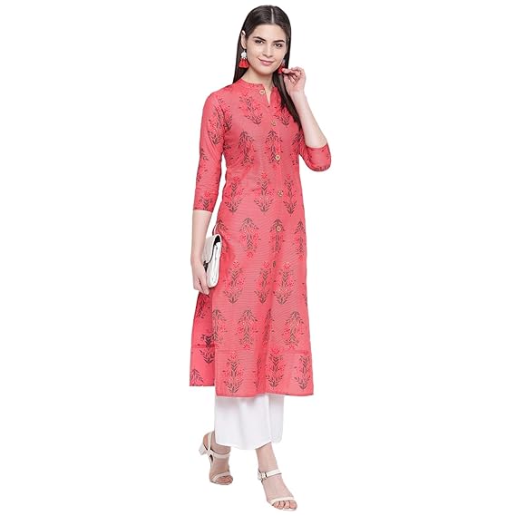 Women's Cotton Blend Straight Kurti