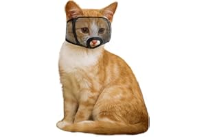 wintchuk Cat Muzzle for Grooming Nail Trimming with Soft Mesh Covered, Prevent Biting Chewing(S,Black)