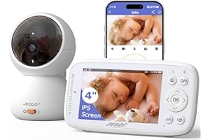 Smart WiFi Baby Monitor,Video Baby Camera with 360° View, 4" IPS Screen, Night Vision, app & Monitor Control, Motion&cry Dete