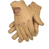 Genuine Leather Driving Gloves for men (Light Tan, Medium)