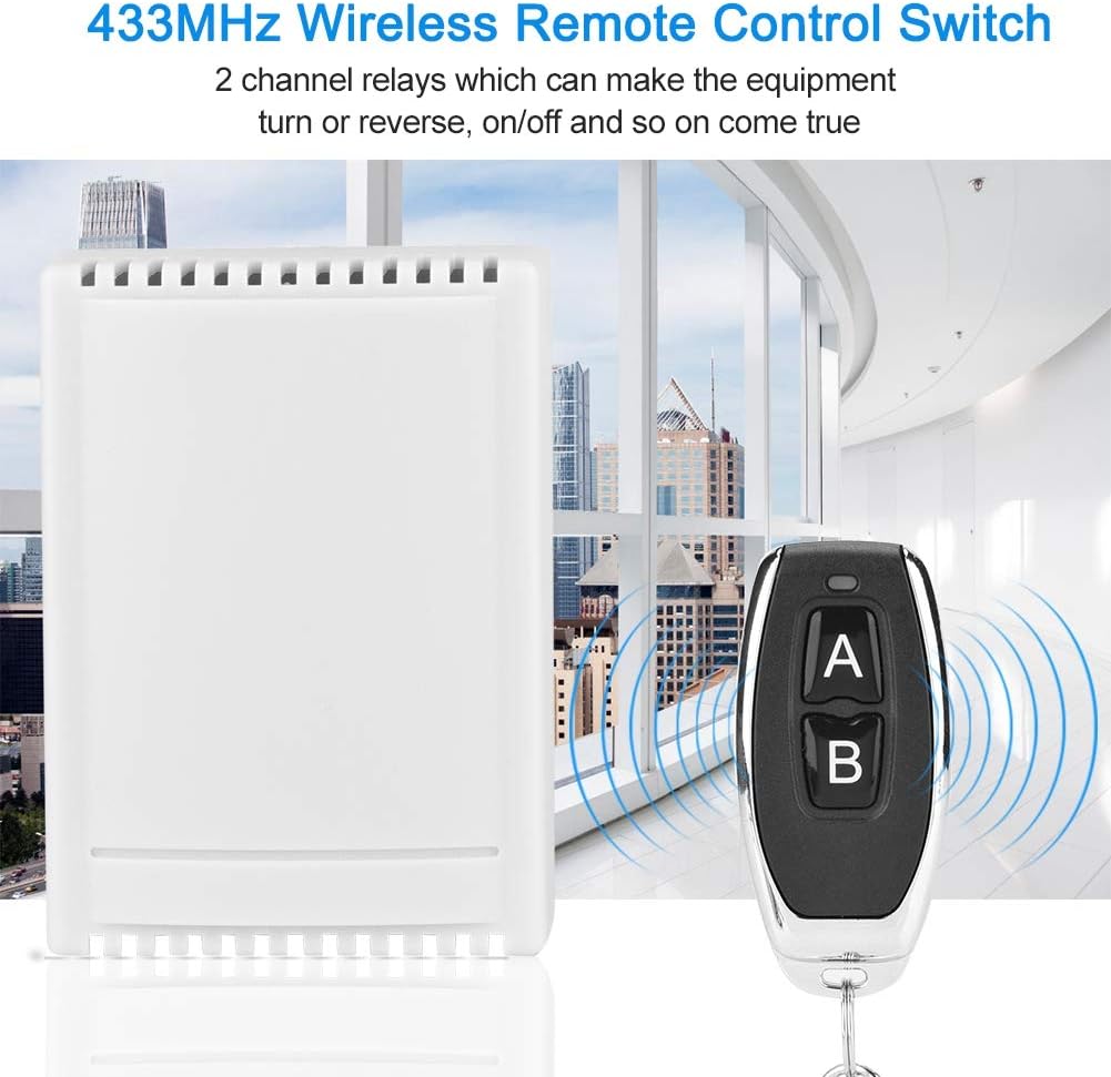VBESTLIFE 2CH 433MHz RF Relay 2pcs Wireless Remote Control Switch Transmitter and Receiver Set for Door/Window/Alarm System/Security - Image 4