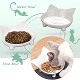 Comsmart 2 Pack Cat Bowls Anti Slip Food Water Shaped White Grey view 2