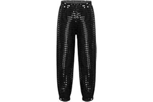 Aislor Unisex Girls Boys Glitter Sequins Hip Hop Jazz Dancing Pants Street Dance Competition Trousers