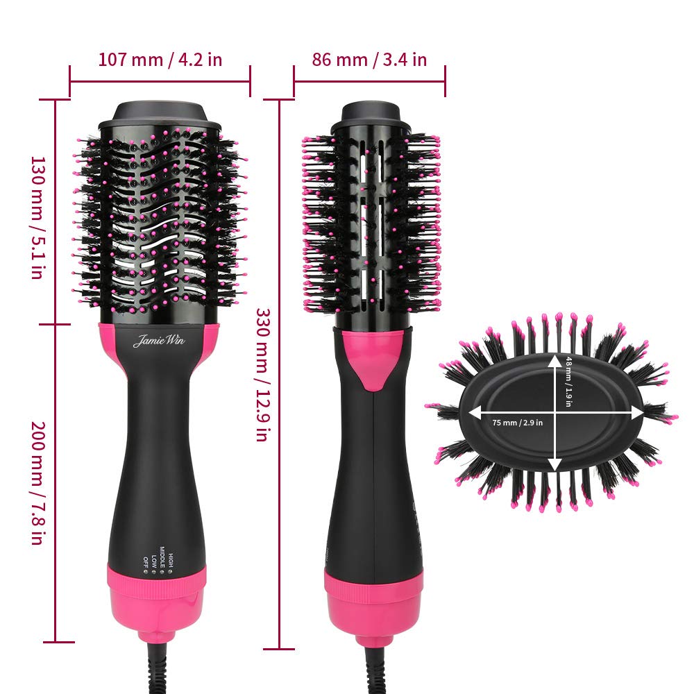 Hair Dryer Brush Hot Air Brush - 4 in 1 Hair Dryer and Volumizer Brush Negative Ionic Salon Hair Straightener and Curler Hot Hair Comb Styling Brush : Beauty