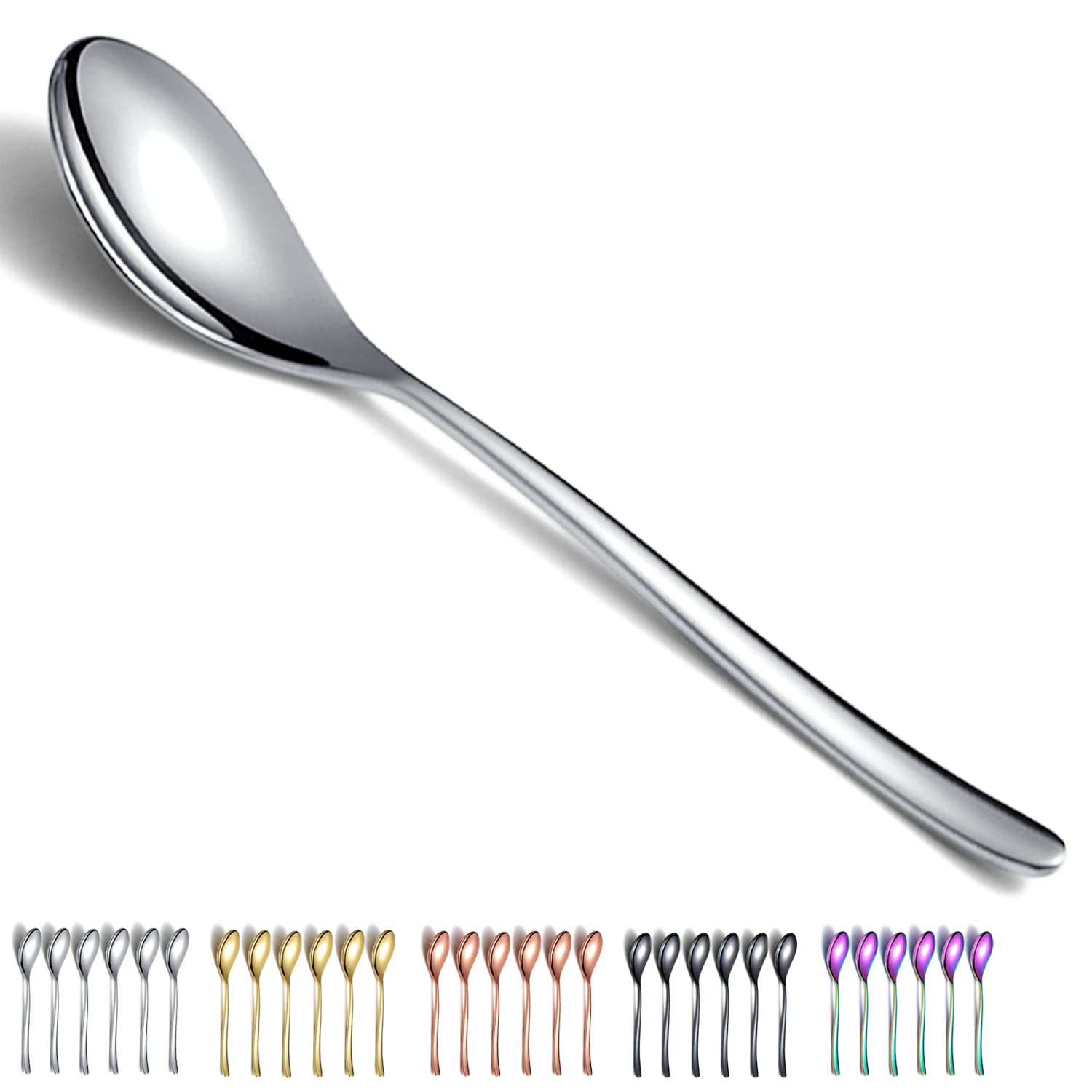 Dinner Spoons 6 Pieces, Kyraton 21.5 cm Stainless Steel Table, Soup Spoons Silverware Set Sturdy Easy to Clean, Dessert, Dishwasher Safe