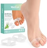 Welnove Pack of 12 Bunion Corrector Toe Separators with Double Loops (Clear)