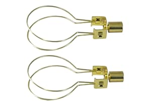 Furnishland Clip on Bulb Lamp Shade Adapter with Shade Attaching Finial, Polish Brass (Set of 2)
