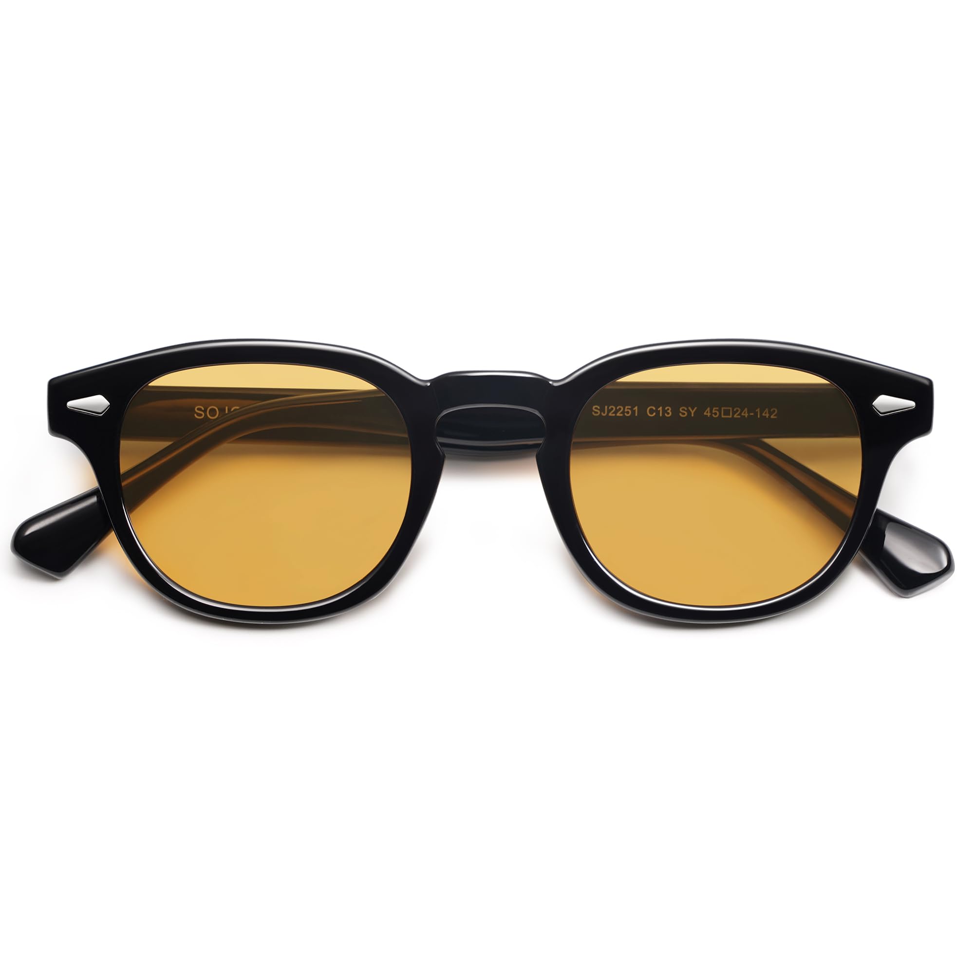 Photo 1 of SOJOS Retro Small Round Sunglasses for Men Women Trendy Circle Style UV400 Lenses Unisex Sun Glasses SJ2251, Black Frame/Orange Lens
