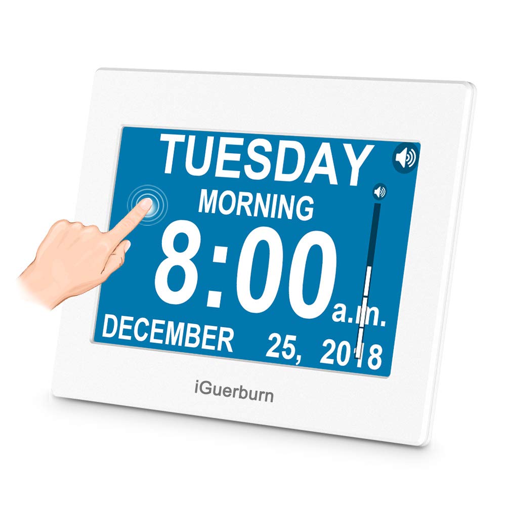 iGuerburn Talking Day Clock for Dementia, Alzheimer’s, Seniors, Blinds