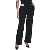 Karl Lagerfeld Women's Classic Contrast Stripe Belt Everyday Pant