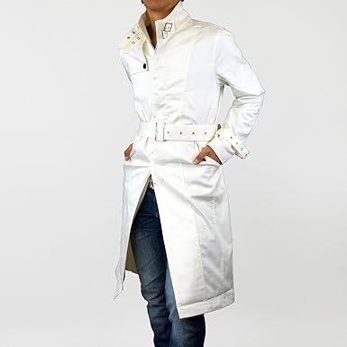 Amazon トレンチコート メンズ ロングコート シングル 白 ホワイト