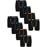 Reebok Mens Boxer Briefs - 8 Pack Stretch Performance 6" Inseam Moisture Wicking Mens Underwear Boxers with Contour Pouch