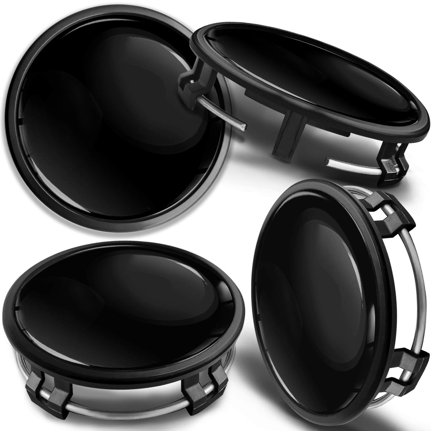 SkinoEu Set of 4 x 75mm Wheel Center Caps Compatible with Mercedes Benz B66470207 / B66470200 Black Gloss CM 4