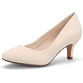 IDIFU Women's Classic Low Heels Dress Pumps 2 Inch Kitten Heel Round Toe Office Wedding Shoes
