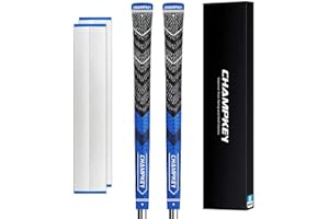 CHAMPKEY 2 Pack Half Cord Golf Grips with 2 Grip Tapes - All Weather Performance Golf Club Grips - High Traction and Feedback Golf Grips for Men