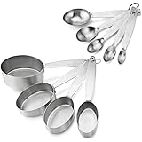 New Star Foodservice 42931 Commercial Quality Stainless Steel Oval Measuring Cups and Spoons Combo Set