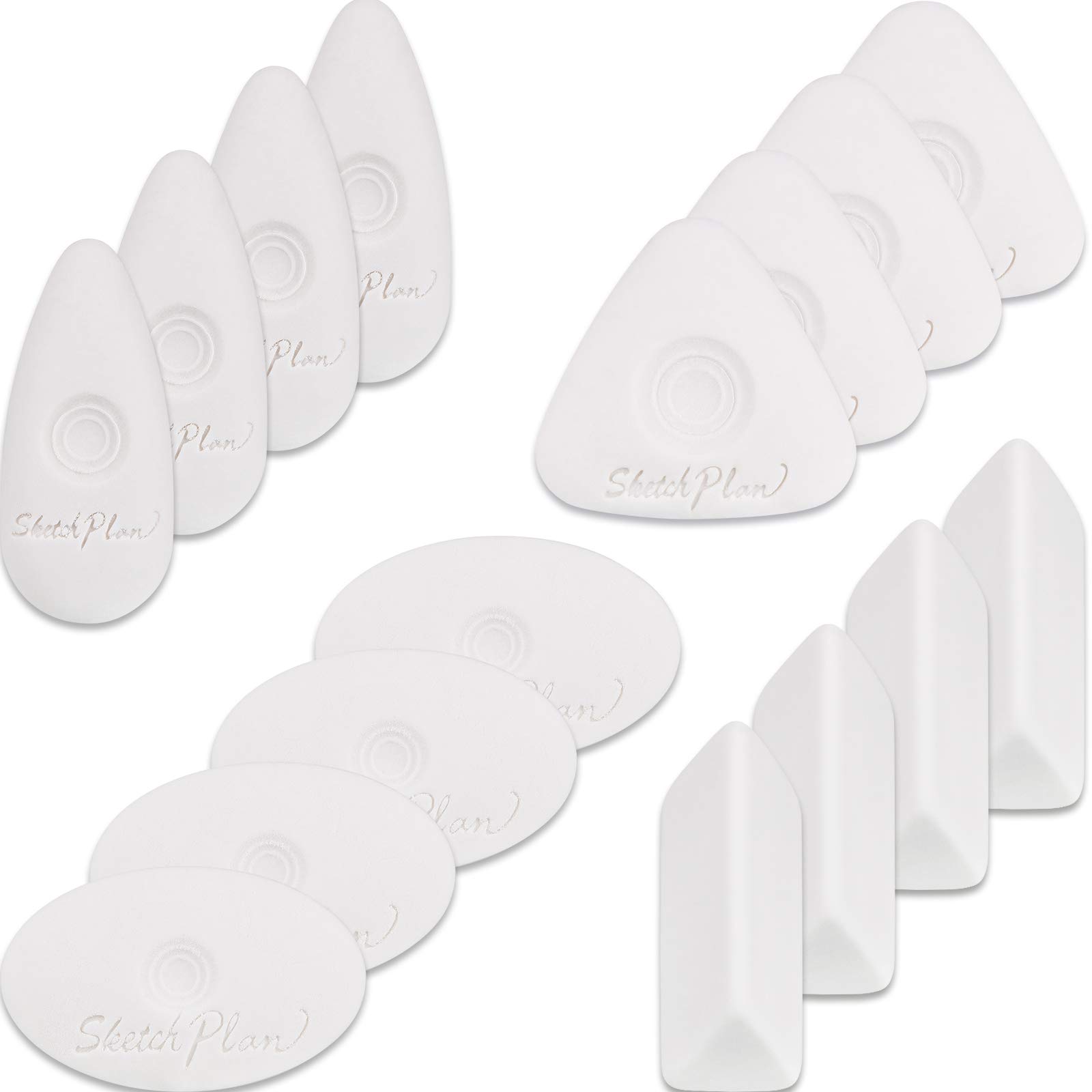 16 Pieces Cube Erasers with Grip Different Shape Eraser Vinyl White Eraser for Art Drawing Writing Sketching