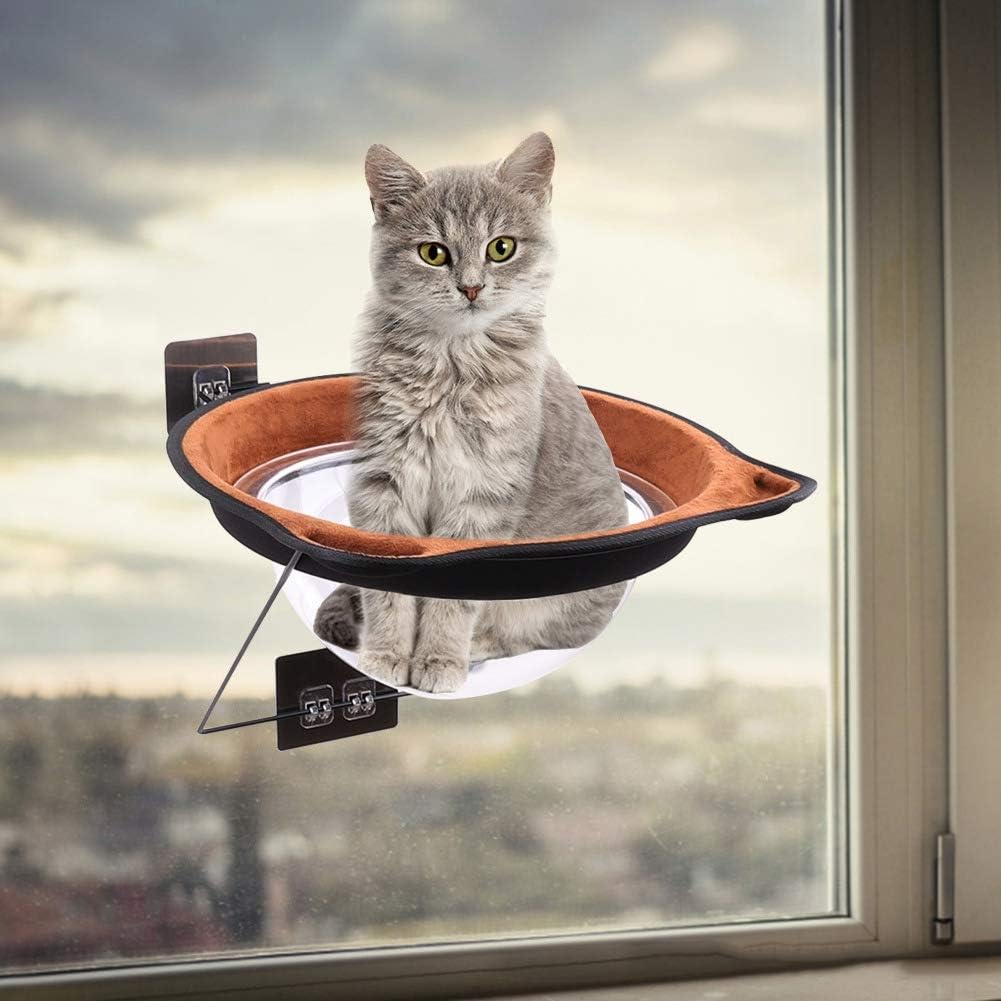 Aike Home Cat Window Perch Self Adhesive Pet Hammock Window Seat, Space Saving and Safety Mounted Cat Bed