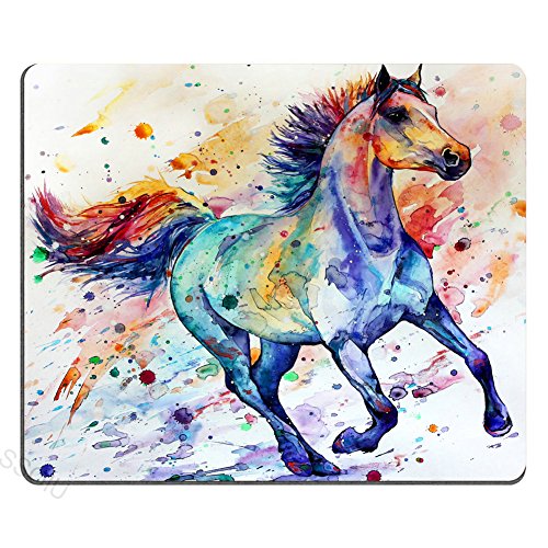 Gaming Mouse Pad Custom Design Mat, Watercolor Running Horse Painting Art
