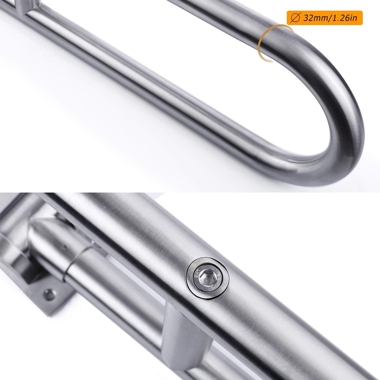 Stainless Steel Toilet Grab Bar Handicap Rails Grab Bars Bathroom Support for Elderly Bariatric Disabled Commode Safety Hand Railing Guard Frame Shower Assist Aid Handrails Hand Grips 23.6 Inch: Health & Personal Care
