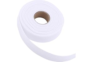 VAGOCOM 1 Inch Double Fold Bias Tape, Wide Fabric Sewing Tape Tape for Hemming Seaming Binding Piping Quilting (10 Yards, White)