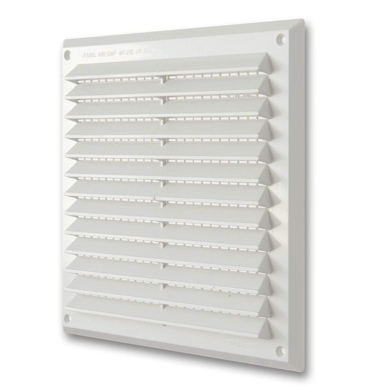 La Ventilazione AR2323B Square Grid White Plastic Overlay with Insect Net Dimensions 227 x 227 mm