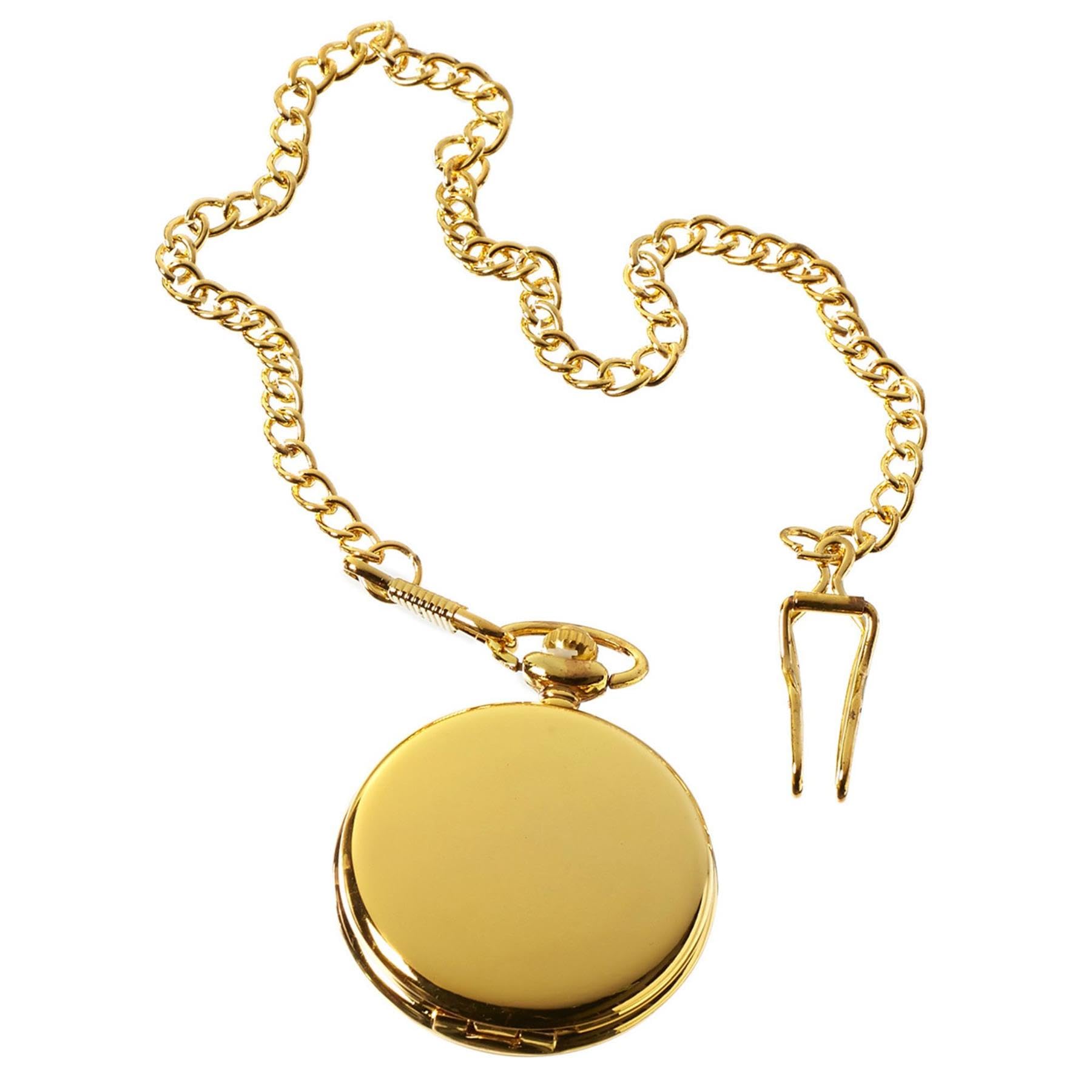 TruClothing Silver Gold Rose 1920's Classic Pocket Watch & Chain Vintage Retro