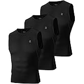Runhit 3 Pack Men's Compression Shirts Sleeveless Workout Athletic Tank Top Sports Base Layer Undershirt for Running Gym
