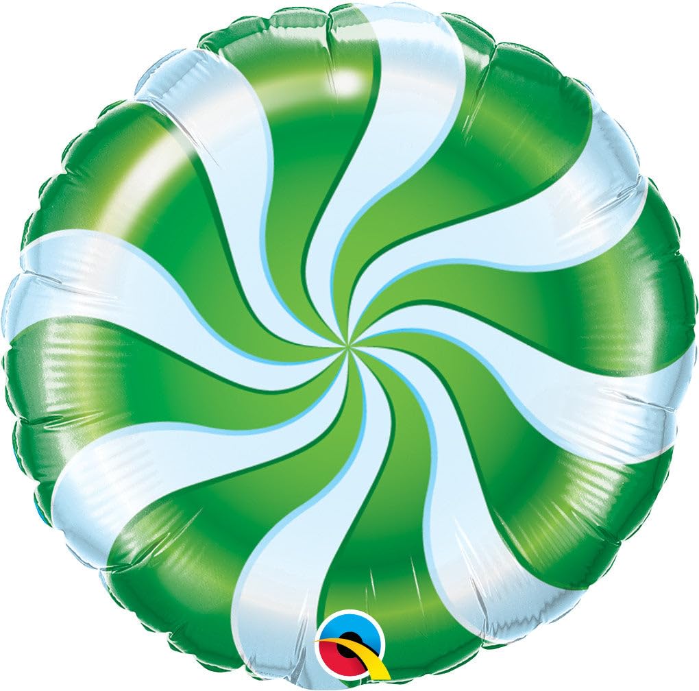 Qualatex 64333 18" Round Candy Swirl Green Foil Balloon 01ct