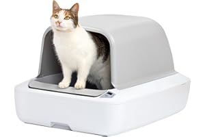 PetSafe ScoopFree Crystal Pro Self-Cleaning Cat Litter Box System – Enclosed Front-Entry – Advanced Odor Control – Includes 1 Disposable Crystal Litter Tray – White (PAL00-18017)