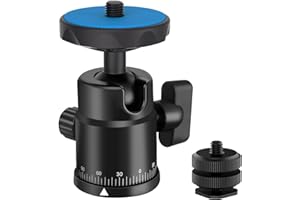 Universal 1/4" Swivel Mini Ball Head Screw Tripod Mount with Hot Shoe Mount, EszkozTA 360° Panoramic Rotating Mount Base Adapter for DSLR Cameras HTC Vive Tripods Monopods Light Stand