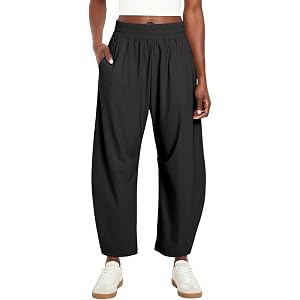 Yioaga Barrel Pants Women Baggy Wide Leg Elastic Waisted Sweatpants Athletic Clothes Lounge Palazzo Trousers with Pockets