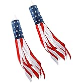 2-Pack American Flag Windsock, 4th Of July Decorations, Embroidered Stars - Fade Resistant Patriotic Wind Socks Decorations (Red - 2pack, 40 inch)