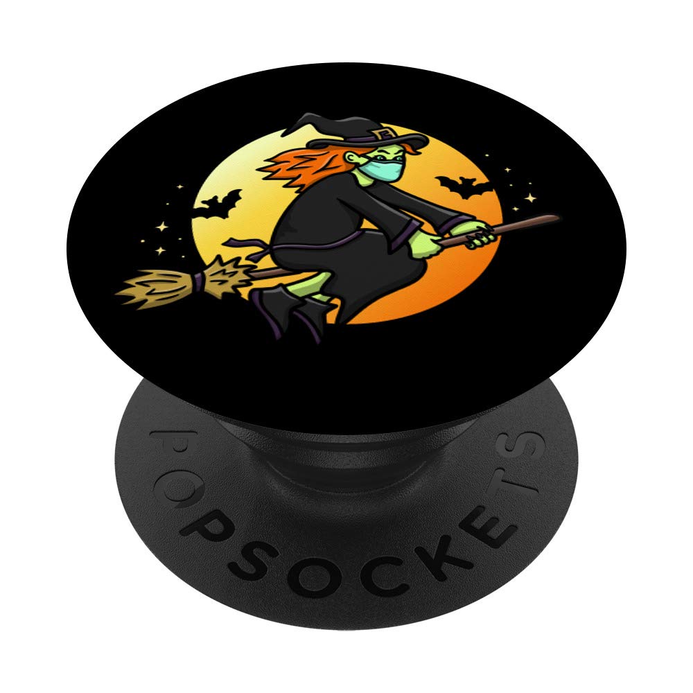 Witch Wearing a Mask Social Distancing Halloween PopSockets Grip and Stand for Phones and Tablets